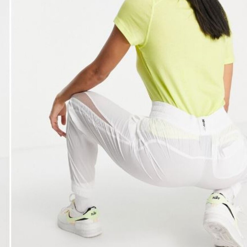 Nike Air Max Windbreaker Track Jogger Pants with Mesh Swoosh, White, Size Small - Picture 3 of 13
